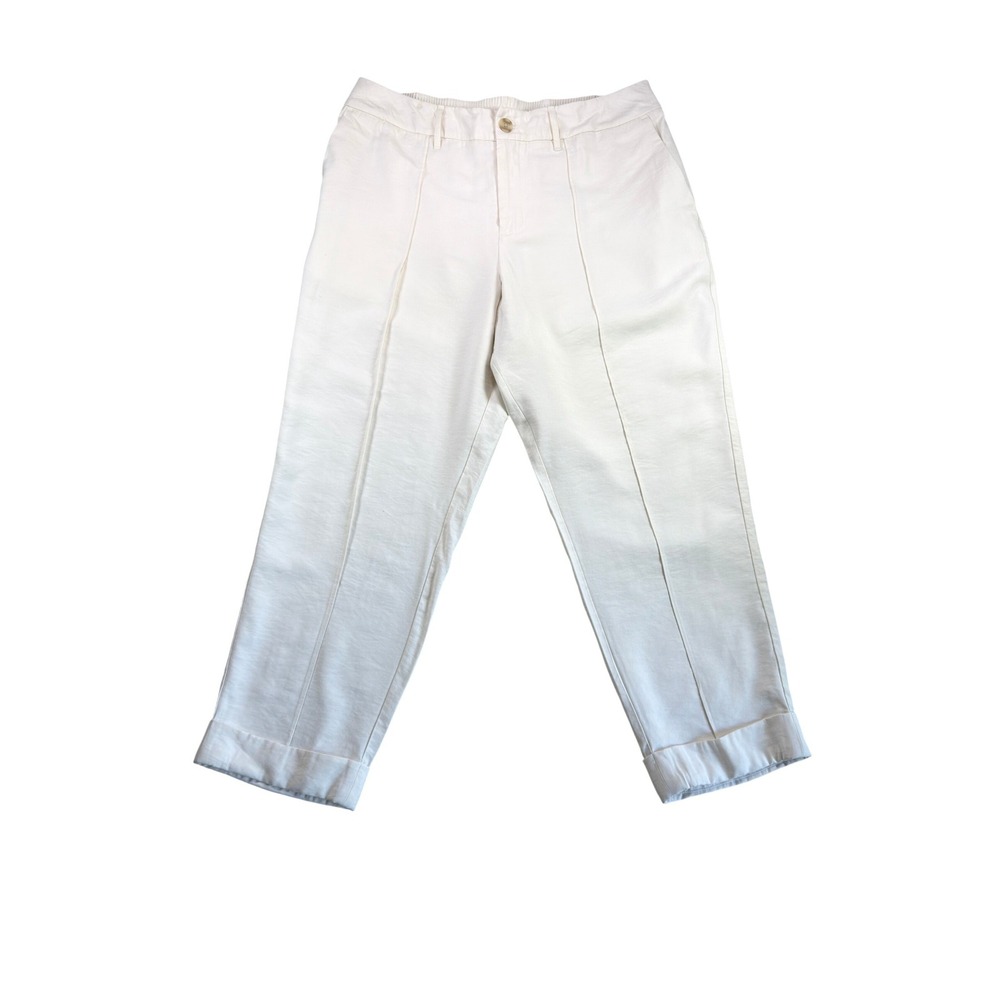 A New Day White High Rise Tapered Ankle Pants Size 16 Cuffed Seam Front Trousers